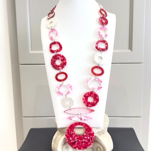 Sassy Jones Hailey Marbled Circle Drop Necklace - SJ - Picture 1 of 5